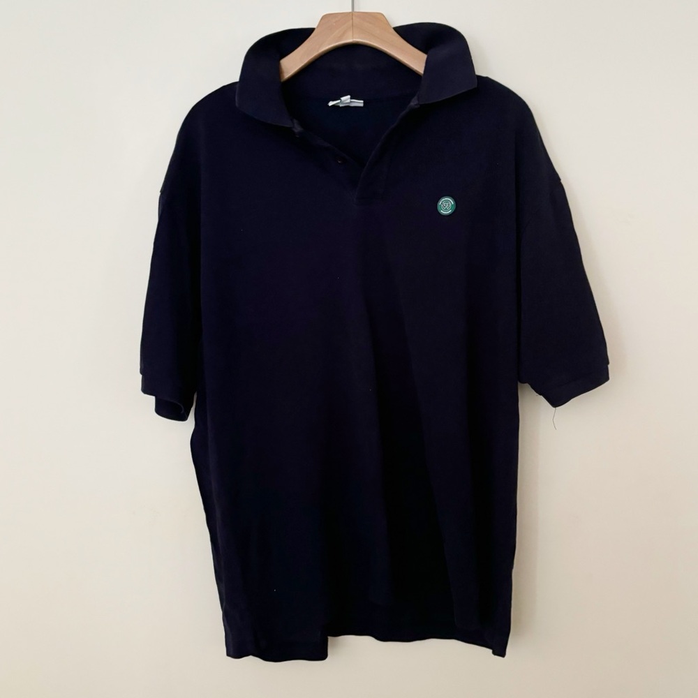 Wimbledon The Championship Tennis Polo Shirt Mens Sz XL Dark Blue Short Sleeve‎